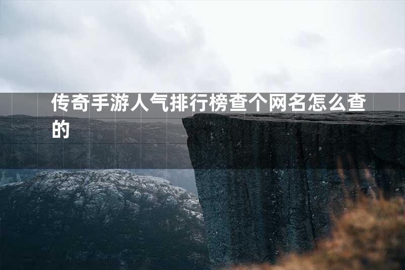 传奇手游人气排行榜查个网名怎么查的